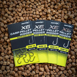 Matrix X6 Carp Pellet Rigger Barbless Eyed Hooks